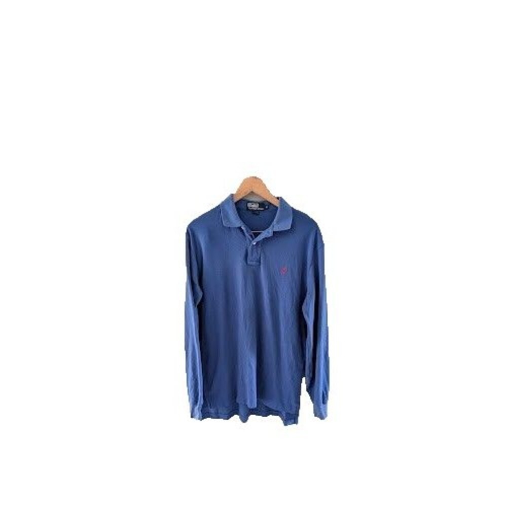 Polo Ralph Lauren Classic Solid Long Sleeve Polo Shirt Blue Medium Men